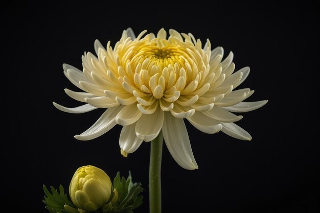 Elegant White Chrysanthemum on Dark Background