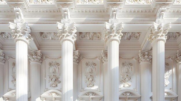 Photo elegant white columns in a classic building