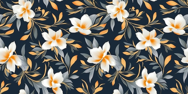 Elegant white flower watercolor floral seamless pattern