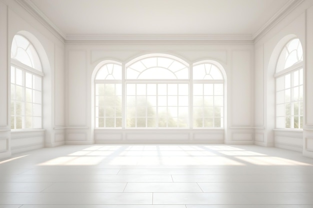 Elegant White Interior with Sunlight Generative Ai