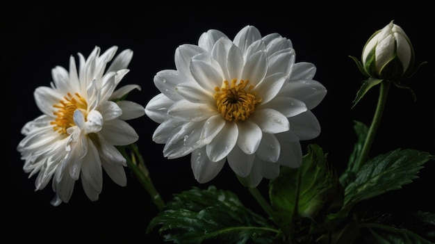 Elegant White Jasmine Flower on a Black Background Captivating Floral Contrast