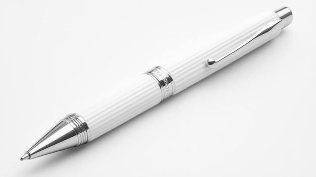 Photo elegant white pen with silver accents generative ai