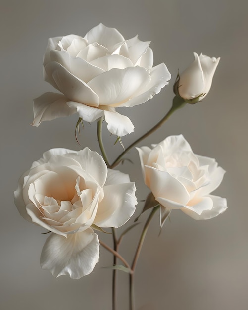 Elegant White Roses in Bloom Generative Ai