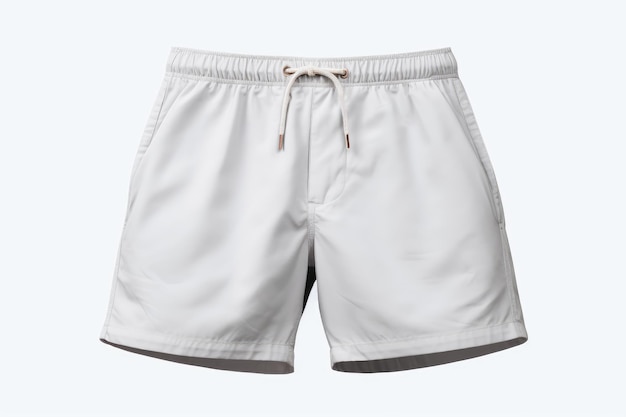 Elegant White Shorts With a Chic Grey Stripe On White or PNG Transparent Background