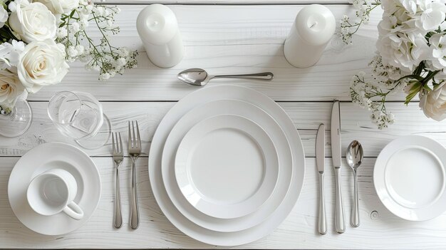 Photo elegant white table setting