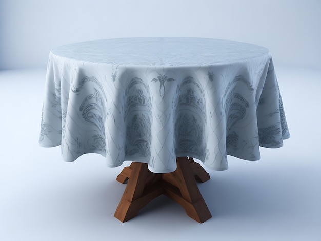 Elegant White Tablecloth on Table Minimalist Background