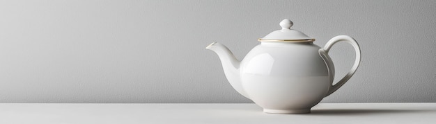 Photo elegant white teapot with a gold accent perfect for tea lovers looking to enhance their kitchen deco