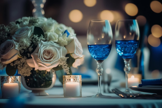 Elegant Wine Glass and Flowers Table Decorations for Weddings and Anniversaries