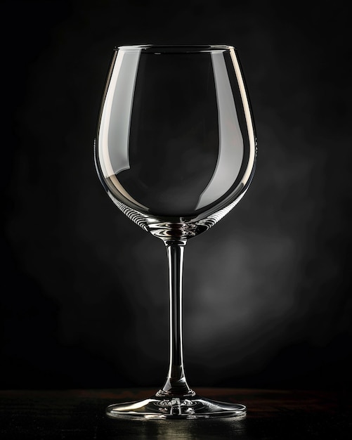 Elegant wine glass subtle reflection dark background