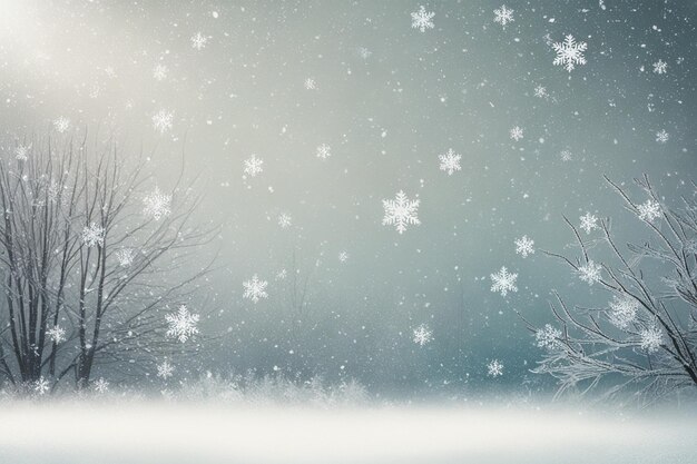 Elegant Winter Background with Retro Snow and Frosty Air