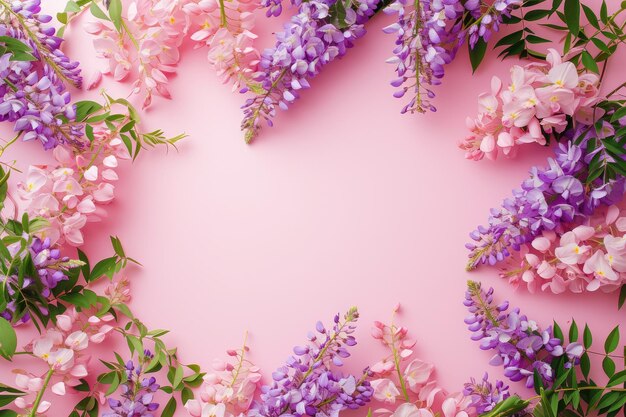 Elegant Wisteria Flower Frame on Pink