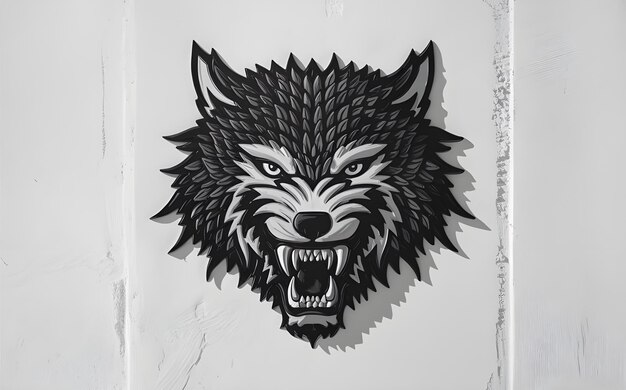 Photo elegant wolf design with sharp teeth and intricate details isolated on white