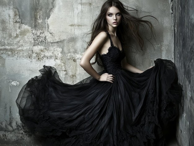 Photo elegant woman in a black dress