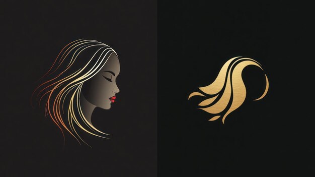 Photo elegant woman logo with flowing hair