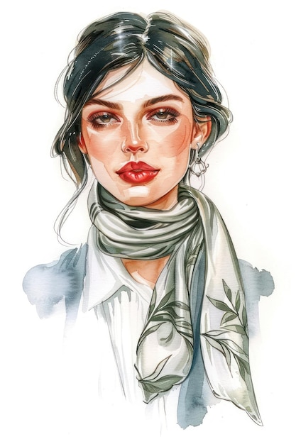 Photo elegant woman watercolor portrait