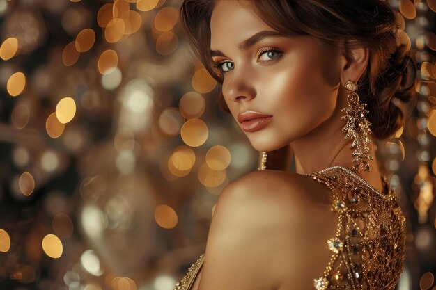 Elegant Woman with Gold Jewelry