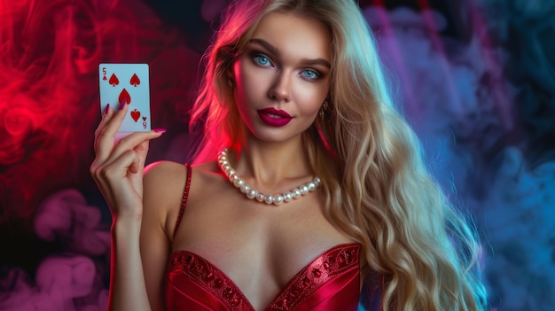 Elegant Woman with Playing Card