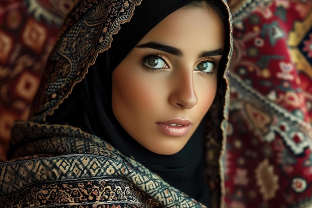 Elegant woman with traditional headscarf