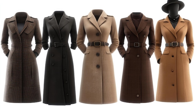 Photo elegant womens outerwear collection displaying stylish coats in various designs and colors