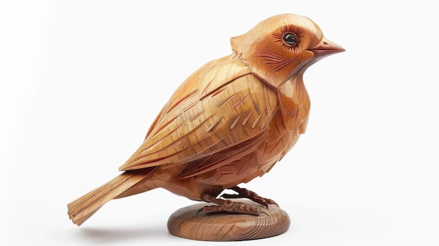 Photo elegant wooden bird sculpture on transparent background