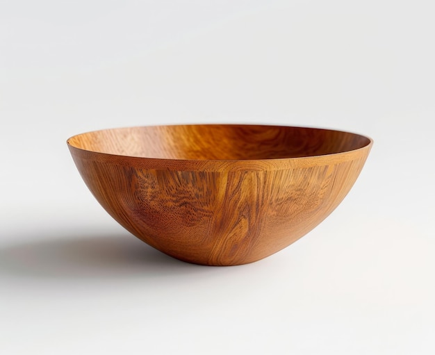 Elegant Wooden Bowl on White Background