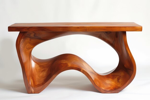 Photo elegant wooden console table with a unique organic design showcasing craftsmanship and artistry in contemporary furniture