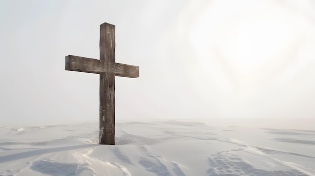 Elegant wooden cross standing tall with majestic grace