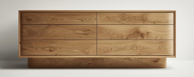 Photo elegant wooden dresser with six drawers showcasing a minimalist design and natural wood texture for