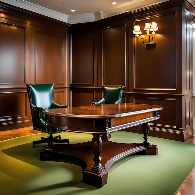 Elegant Wooden table in a Courtroom Setting