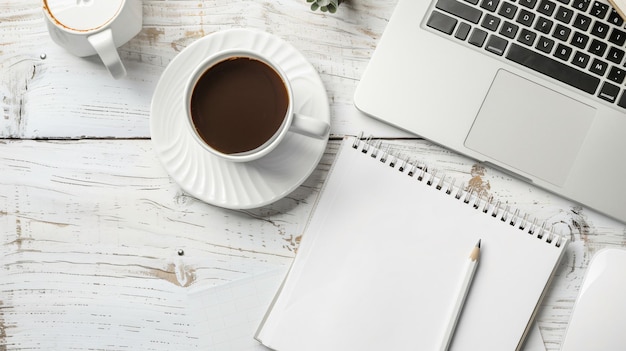 Elegant Workspace with Notebook and Coffee