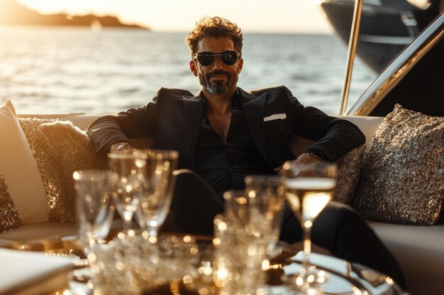 Photo elegant yachting lifestyle in golden hour