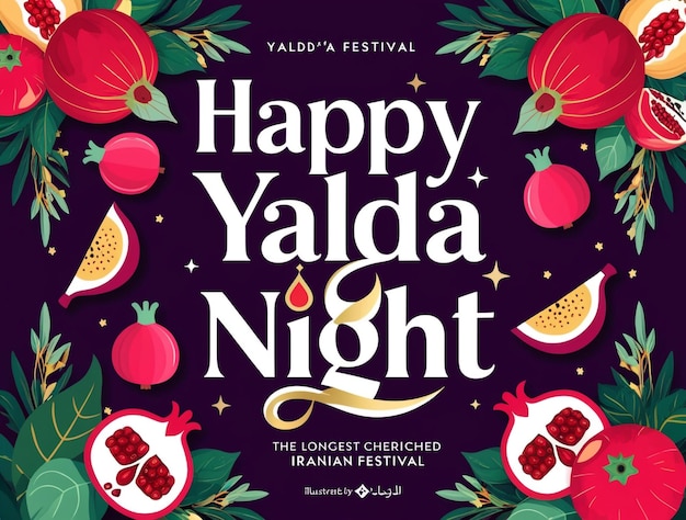 Photo elegant yalda night design celebrating iranian festival with vibrant pomegranates figs and festive colours