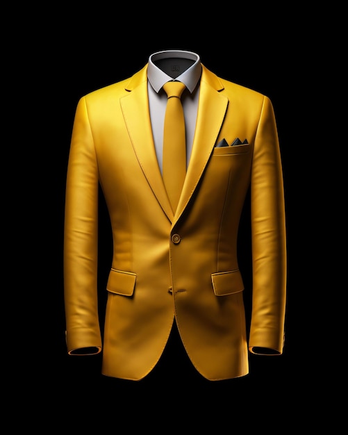 Elegant Yellow Men's Suit Isolated on Black Background Generative AI