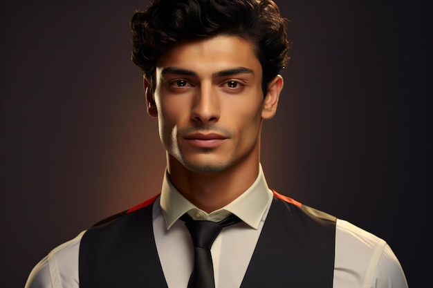 Elegant young handsome man in a white shirt and tie Studio fashion portrait