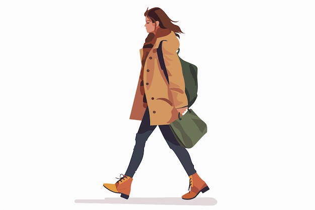 Photo elegant young woman walking on urban street vector illustration