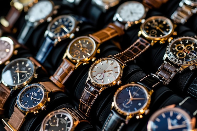 Elegantly arranged luxury watches a product photography showcase