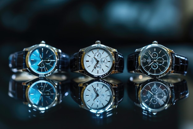 Elegantly arranged luxury watches a product photography showcase