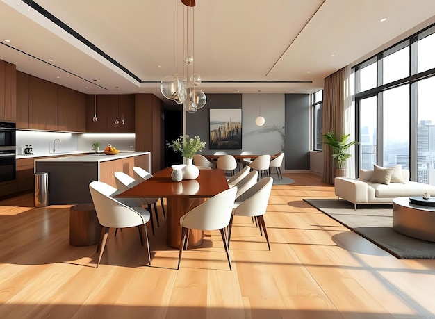 Photo elegantly styled dining room in a luxurious home