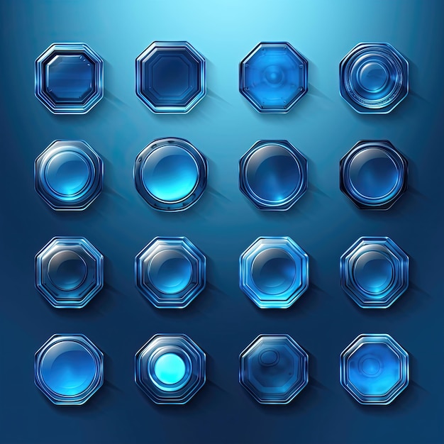 element blue glass button ai generated green abstract plastic modern sign round element blue glass button illustration