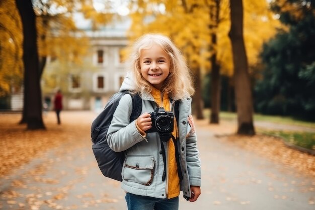 Elementary school student girl studying in classroom education and learning concept