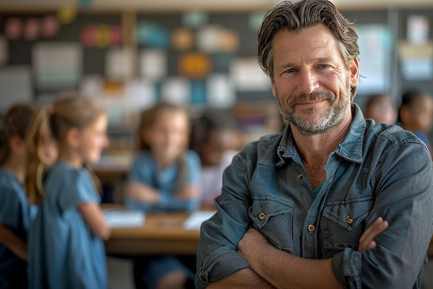 Elementary School Teacher Engaging the Camera