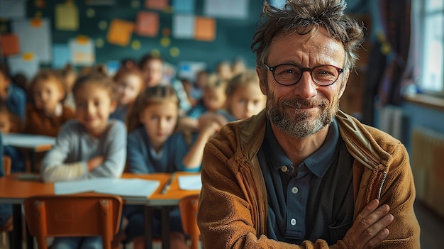 Elementary School Teacher Engaging the Camera