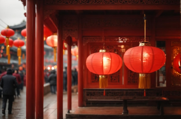 Elements in the new year red lanterns