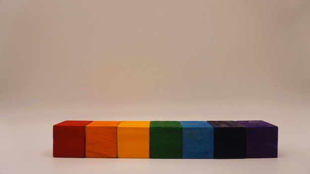 Elements of various shapes made from rainbow colored block