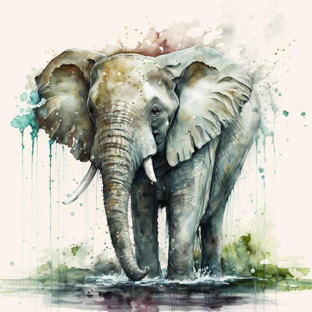 Elephant Abstract Watercolor