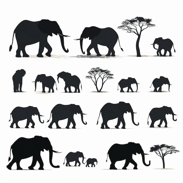 Photo elephant bundle set illustration