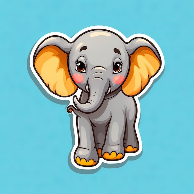 An elephant cartoon sticker in clear background Generative ai