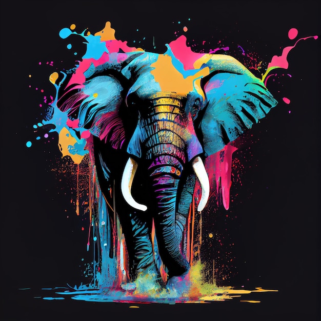 Elephant on colorful splash