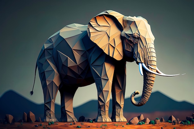 Elephant cubism illustration AIGenerated