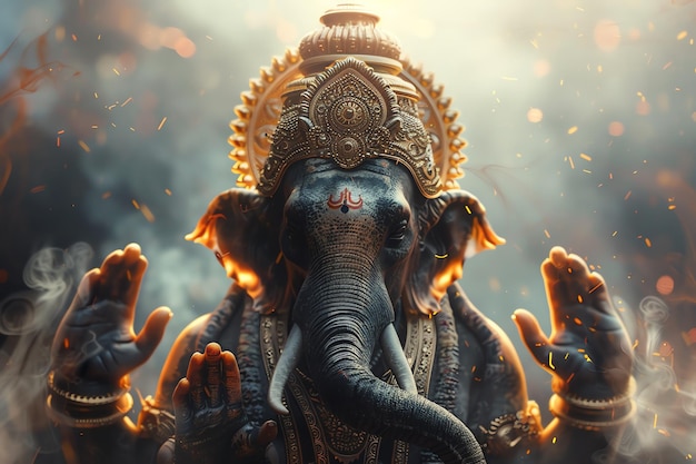 Elephant God india symbol with copy space